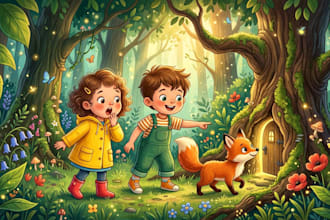 draw children book illustration and storybook cover