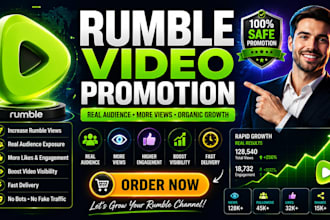skyrocket rumble video views, followers organic rumble promotion