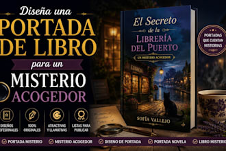 diseña una portada de libro para un misterio acogedor