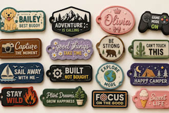 design flat 3d logo nameplate badge keychain bag tag bookmark 3mf multicolor
