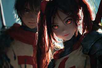 anime character an illustration and anime character