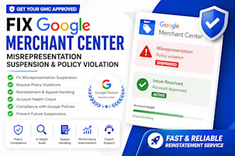 fix google merchant center misrepresentation suspension and policy violation