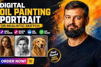 draw digital oil painting portrait or create realistic sketch from your photo
