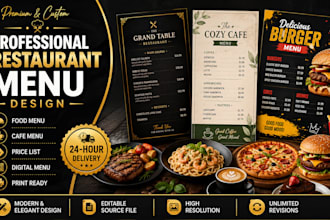 design a professional restaurant menu,food menu, and price list