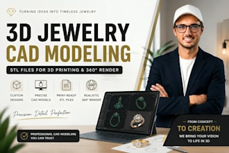create 3d jewelry cad modeling with stl files for 3d printing and 360 render