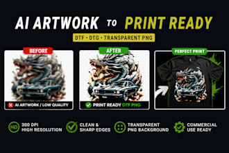 create dtf dtg halftone print ready and convert ai designs for printing