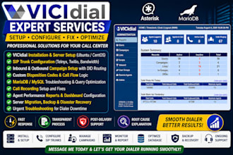 setup, install, configure, and troubleshoot vicidial server for your call center