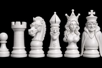do custom medieval chess piece jester character 3d sculpt stl blender zbrush art