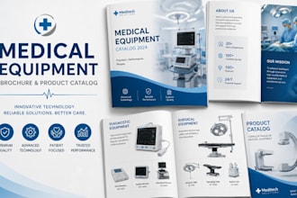 design medical equipment company brochure and product catalog