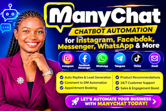 build manychat automation chatbot for instagram facebook messenger and whatsapp