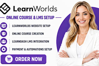 setup learnworlds website, online course, elearning website and learndash lms