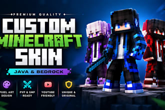 minecraft skin for java, bedrock, pvp and youtube as a minecraft builder