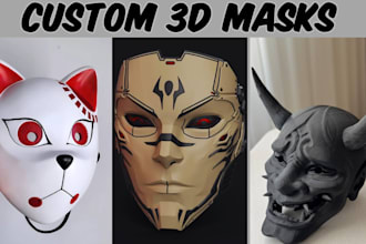design custom 3d mask, 3d helmets, wearable cosplay props stl for 3d printing