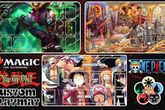 design custom mtg playmat illustration design, alter anime tcg tabletop game