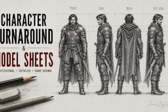 draw professional character turnaround and pose sheets