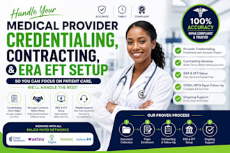 handle your medical provider credentialing, contracting, and era eft setup
