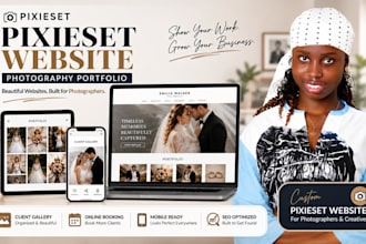 design pixieset website, photography website with online booking, client gallery