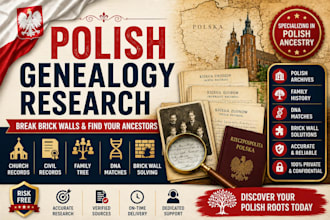 do polish genealogy research, brick wall solving and dna matches, risk free