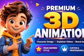 design 3d pixar style cartoon character, in 24 hrs