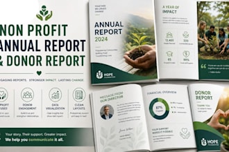 design a modern nonprofit annual report and impact report