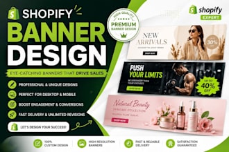 design shopify website banner, collection and sales banner