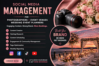 manage and grow social media for photographers event venue wedding event planner