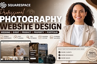 design squarespace wedding event product property photography portfolio website