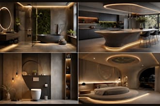 do bathroom design, kitchen design, toilet design and interior 3d rendering