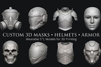 sculpt high detail 3d wearable helmet and armor stl for 3d printing