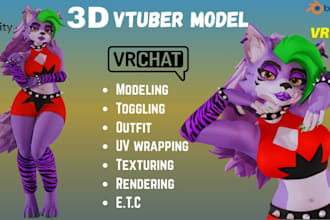 do custom 3d furry vrchat avatar or nsfw vtuber model for pc, quest and vtubing