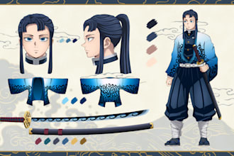 draw a custom character sheet in demon slayer style