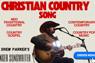 write and record a custom country, christian country song with lyrics and melody