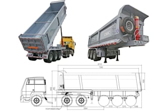 dump trailer frame cad design hydraulic steel fabrication drawings step dxf