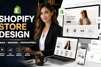 build shopify website, design or redesign shopify store, dropshipping store