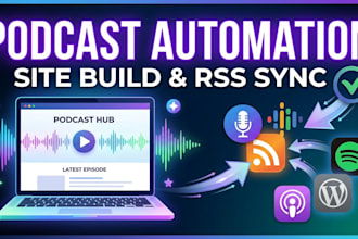 build automated podcast website with RSS feed integration for spotify and apple
