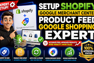 setup shopify google merchant center product feed gogle shopping ads expert