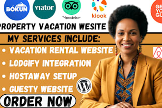design vacation rental website, lodgify, hostaway, guesty website with wordpress
