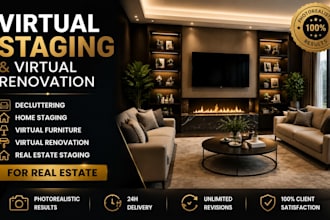 do virtual home staging, virtual renovation, and decluttering for real estate