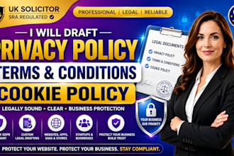 draft privacy policy, terms and conditions and cookie policy for your website