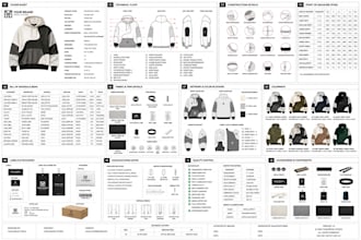 create clothing tech pack with fashion flats and apparel mockup for production