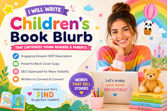 write compelling children book blurb, amazon KDP description and back cover copy