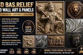 3d bas relief 3d wall art 3d panel 3d mythological 3d abstract sculpture stl
