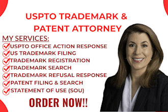 licensed US trademark and file response to uspto office actions, patent attorney