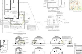 create UK planning permission, building regulation   and construction drawing