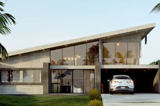 2d elevation to 3d renders, exterior cgi image,minimalist house,luxury villa,skp