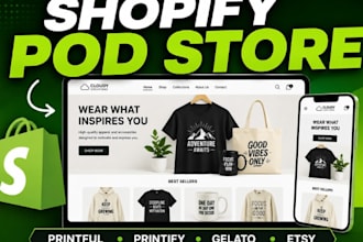 build shopify print on demand store etsy pod shop with printful printify gelato