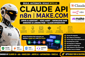 claude API n8n make com jarvis ai voice agent knowledge base animated ai landing