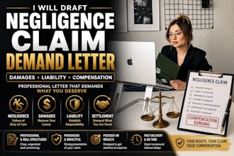 draft a negligence claim demand letter for damages liability and compensation