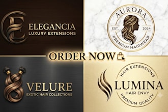 feminine logo beauty hair extensions extension design salon boutique cosmetics