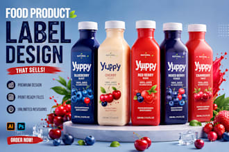 design professional food label design and food packaging design with 3d mockup